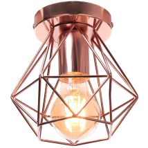 Pendelleuchte Antik, Ø16cm Mini Diamant-form Kronleuchter, Vintage Hängelampe Mit Käfig Für Wohnzimmer Schlafzimmer Esszimmer Rosegold