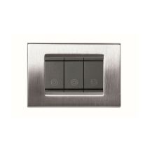 Placca Compatibile Vimar Idea Cromo Satinato 3 Posti Metallo 2000-cs