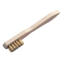 Lessmann – Spark Plug Brush – Crimped Brass Wire – 2 Rows – 0.15 mm Wire Gauge – 100 x 15 mm Handle Dimensions
