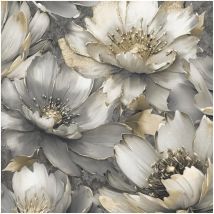 Muriva Aminah Floral Charcoal Gold Wallpaper Paste The Paper Heavyweight