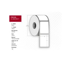 Thermotransfer-etiketten 70 X 32 Mm, 25 Mm Kern, Beschichtet, Permanent Haftend, Perforiert, 2100 Stück Pro Rolle, 4 Rollen Pro Packung, Ca-3007205-t