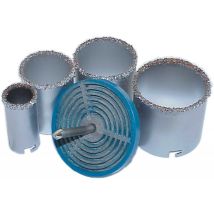 Set de coronas de perforación de carburo de tungsteno – 6 unidades – Diámetro máximo 73 mm – Para azulejos, mampostería, ladrillos