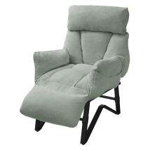Ml-design Sillón De Relax Reclinable Gris-verde Asiento De Salón Con Funda De Lino Butaca De Tv Moderno Ajustable Con Resposabrazos, Reposapíes, 
