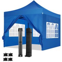 Luckzon - Carpa Plegable De Jardín. Gazebo Plegable Impermeable Spire 3x3m Con Paneles Laterales. Carpa De Exterior. Altura Ajustable. Uv. Y 