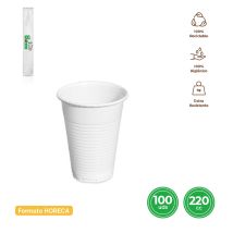 Torres Confezione Da 100 Bicchieri In Plastica Bianco 220 Cc