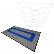 Baldosas Polipropileno (120un) + Bordes + Luz Led Hexagonal Gris (90) Y Azul (30) Interconectables 19.2 M2 Antideslizante-resistente Al Clima 14 Luces
