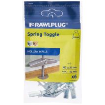Rawlplug – Spring Toggle M3 x 50mm – Easy Fixing Kit – Pack of 6