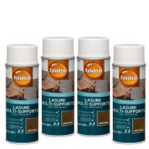 Lasure Aérosol Multi-supports - Lot De 4 - Tous Types De Bois Extérieur - Mat Chêne Foncé 400 Ml - Xyladecor