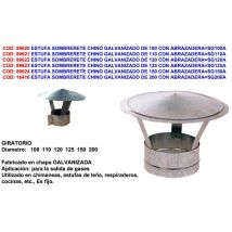 Exojo - Estufa Sombrerete Chino Galvanizado De 125 Con Abrazadera Sg125a