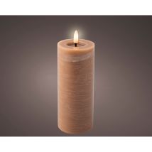 Vela De Cera Led Superficie Lisa Ø7x19cm Lumineo – Marrón