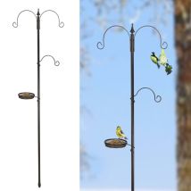 Mangiatoia per uccelli rotonda in metallo nero – 190 cm lunghezza – 18 cm diametro ciotola – 3 ganci inclusi
