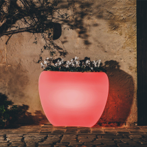 Vaso Luminoso Lampada Giardino Da Esterno 57x31 H 80 Mod. Heart Led Luce Rossa