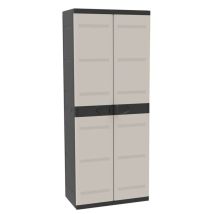 Armario escobero modular Plastiken 176 cm negro – 4 estantes – Ideal para interior y exterior – Fabricado en España