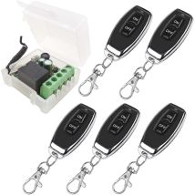 Paryou – 433 Mhz Radio Remote Control Switch – 1-channel Relay Receiver – 2 Transmitters – 30 M Range – Momentary, Tilt And Hold Functions