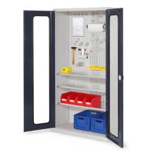 Kappes rasterplan Werkzeugschrank 1950x1000m Modell 6 Tiefe 410mm Sichtfenstertüren Anthrazitgrau