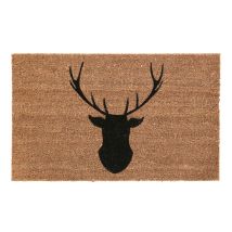 Wadiga – Premier Housewares Stag Doormat – Eco-friendly Coir – Elegant Black Stag Design – Durable for High-Traffic Areas