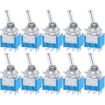 10 Pezzi Mini Interruttore A Levetta On/off/on 6 Terminali 3 Posizioni Dpdt Interruttore A Bilanciere In Metallo Ac 125 V 6 A Per Auto Camion Barca 