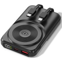 Viesta All-in-one Powerbank 10.000 Mah Schwarz – 22,5w Schnellladen, Pd20w, 15w Wireless Charging, Apple Watch Charger, Integrierte Kabel (usb-c & 