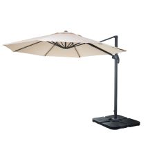 Gastronomie-ampelschirm Hhg-535, Sonnenschirm, Rund Ø 3m Polyester Alu/stahl 23kg Creme Mit Ständer, Drehbar