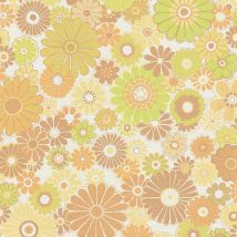 Bricoflor - As Creation Retro Floral Pattern Wallpaper Lime Green Orange Paste The Wall