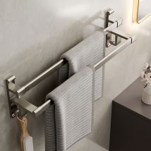 Handtuchhalter Ohne Löcher, Handtuchhalter Mit Zwei Armen, Handtuchhalter Für Zwei Badezimmer, Handtuchhalter Aus Aluminium, Selbstklebender 