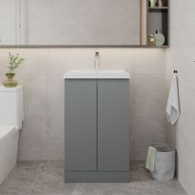 Hudson Reed Urban Floor Standing 2-door Vanity Unit With Basin 1 Satin Grey - 500mm Wide