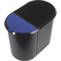 Papierkorb The Double 27 X 34,8 X 44 Cm (b X H X T) 29l Kunststoff Farbe: Schwarz Farbe Des Deckels: Blau 2 Sortierfächer