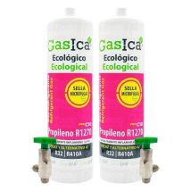2 Botellas Gas Refrigerante Gasica C10 Compatible Con R32 R410a Válvula Incluida