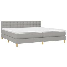 Estructura De Cama Led Con Cabecero Con Somier Y Cubrecolchón 200x200 Cm Tela Gris Claro Tdl0207778
