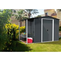 Metall-gerätehaus Alpine 2,4x1,8m Mit Anbau Gerätehaus Aus Metall In Anthrazitgrau, Geräteschrank Mit 0,31 Mm Wandstärke Gartenhaus - Duramax
