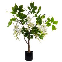 Leaf - 90cm Artificial White Wisteria Bush