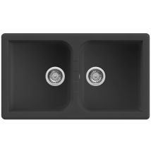 Lavello Quareco Incasso 2 Vasche 86x50 Prime 862 Granito Nero Qlp862ne