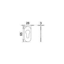 Rosette à clé EDI – Aluminium – Ovale – 28 mm x 65.5 mm – Rosace pour porte