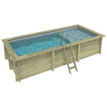 Piscina In Legno Aqua 6.1 X 2.85 – H.1.31 M Con Spiaggia, Grigio, Con Supporti Da Cementare - Bas7307ospi2+pla307