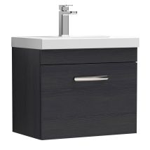 Nuie Athena Wall Hung 1-drawer Vanity Unit With Basin-1 600mm Wide - Charcoal Black