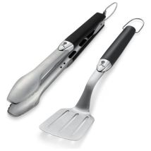 Weber – Set 2 utensili barbecue in acciaio inox – Pinza 38 cm, spatola 35 cm – Accessori griglia