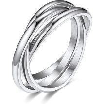 Bagues Entrelacées Pour Femmes Et Jeunes Filles, Bagues Croix Empilables En Acier Inoxydable Argenté/doré/or Rose/noir, Bague De Promesse Minimaliste 