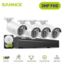 Sannce - Poe Wired Cctv Camera System,8ch Nvr With 3mp 4 Ip Security Camera Night Vision Cctv System,2tb Hdd