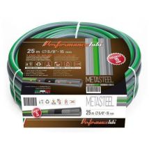 Tubo Da Giardino Mèta Steel A 5 Strati In Pvc Doppio Rinforzo Tessile Trecciato E Magliato - Lunghezza: 15 Metri, Diametro Ø: 15 Mm - 5/8 Di Pollice