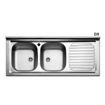 Edelstahlspüle 600x300 mit 2 Becken – 120cm – 50cm – 0,6mm – 60mm