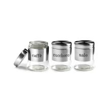 Tarro de vidrio Silver – Set de 3 unidades – Tapa de acero inoxidable – 11 cm diámetro – 14 cm altura