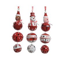Campana Ferro Orso Pupazzo De Nieve Papá Noel 3 Unidades H 15 Ø 4.5 Cm