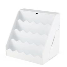 Estantería Infantil De 4 Niveles Con Cajón Y Ruedas, Mdf Blanco.