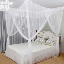 Zanzariera A Baldacchino Per Letto - Zanzariera A Quattro Ante, Adatta Alla Maggior Parte Delle Dimensioni Del Letto - Bianca