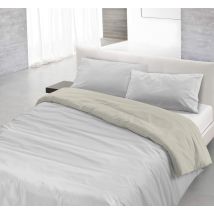 Homemania - Italian Bed Linen Parure Copri Piumino Natural Color, Grigio Chiaro/panna, Una Piazza E Mezza