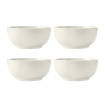 Mikasa Cranborne Setde 4 Ciotole De Cereali Gres, Servizio Per 4, Set De 4 Ciotole De Cereali In Gres, 15cm, Crema - Microonde E Lavabile In 