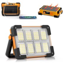 50w Rechargeable Led Floodlight – 4800mah – 4 Lighting Modes – Usb And Solar Rechargeable – For Construction Sites, Camping, Garages