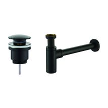 Damast - Ensemble Vidage Et Siphon Noir Mat Modèle Rond Kitsca1no Noir Mat