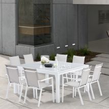 Wilsa Garden - Gartenmöbel Set White Star T 8/12 + F 8 Col Weiß Und Grau
