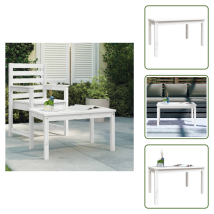 Table De Jardin Blanc 82,5x50,5x45 Cm Bois Massif De Pin - Table De Jardin - Table Extérieure - Mobilier De Jardin - Table En Bois - Table Blanche